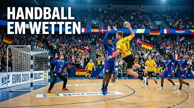Handball-Europameisterschaft – zwei Nationalteams im intensiven Duell auf dem Spielfeld