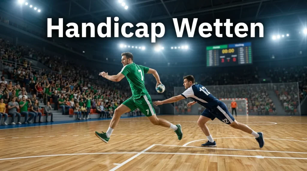 Handball-Spielszene mit deutlichem Vorsprung – Konzept der Handicap-Wette