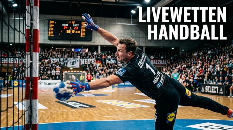 Handball-Livewette – Nahaufnahme eines spannenden Spielmoments während der Live-Übertragung