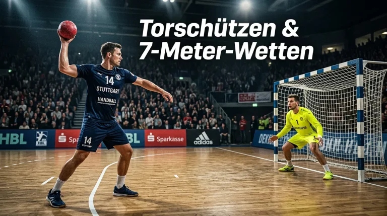 Handball-Siebenmeter – Werfer zielt auf das Tor gegen den Torhüter