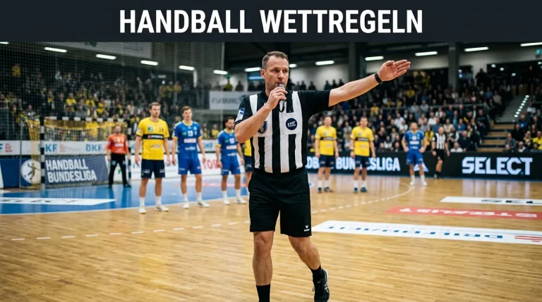Handball-Schiedsrichter zeigt eine Entscheidung an – Wettregeln und Sonderfälle